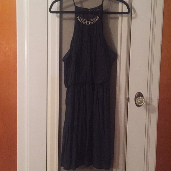 Navy blue high neck dress with necklace XL - Picture 1 of 3